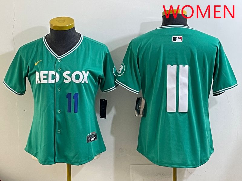 Women Boston Red Sox #11 No Name Green Joint Name Nike 2025 MLB Jersey style 2
